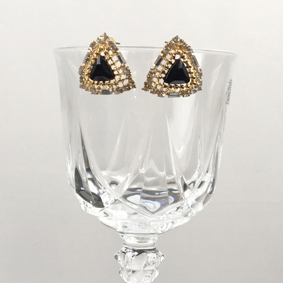 ⭐️HP🆕 Geometric Filigree Rhinestone Earring Studs - Picture 2 of 8